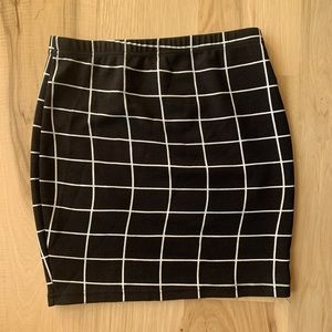 SHEIN High Waist Grid Print Zip Front Bodycon Skirt
